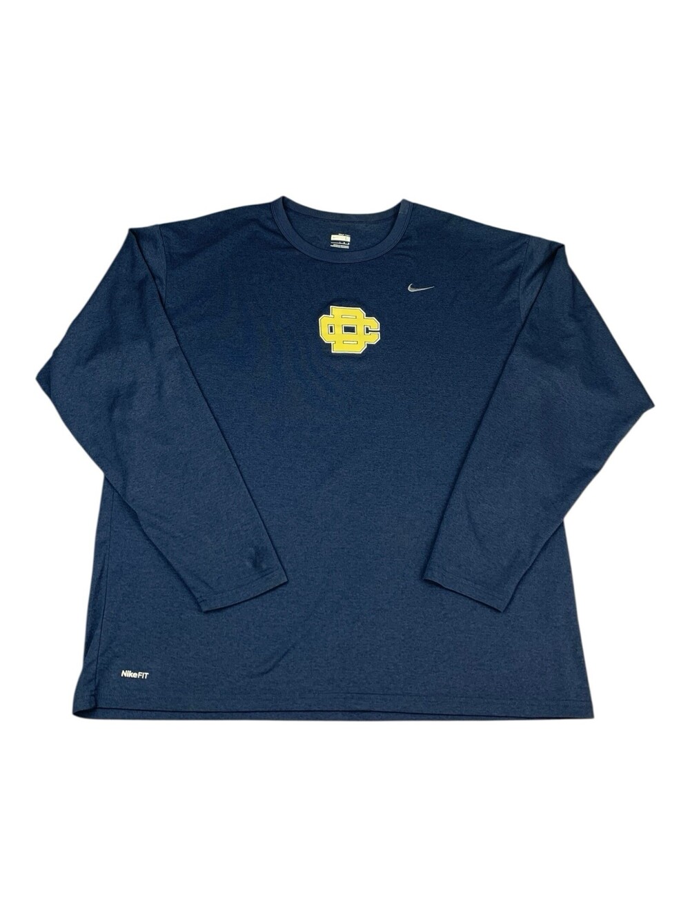 Nike Fit Dry Mens Long Sleeve T Shirt Navy Blue Moisture Wicking Size Large DC
